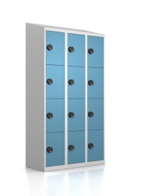 Schließfachschrank - 12 Fächer - Pastellblau