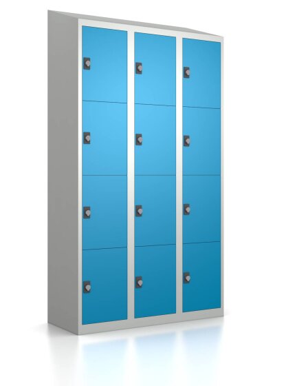 Gebrauchter Schließfachschrank - 12 Fächer - Lichtblau - Münzpfandschloss