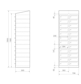 Wertfachschrank - 24 Fächer mit Posteinwurf Morgentau