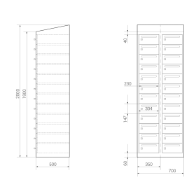 Wertfachschrank - 24 Fächer mit Posteinwurf Morgentau