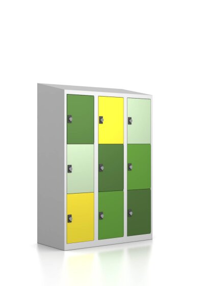 Gebrauchter Schließfachschrank mit 9 Fächern - Design "Natürlichkeit7"