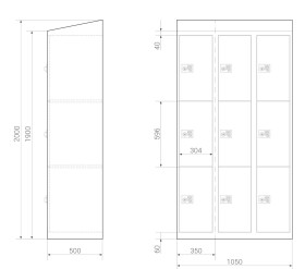Schließfachschrank - 9 Fächer