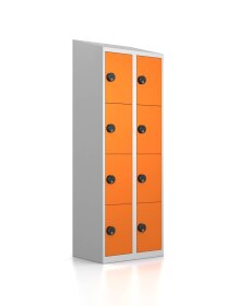 Gebrauchter Schließfachschrank mit 8 Fächern / RAL 2003 Pastellorange