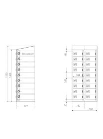 Gebrauchter Ladeschrank mit 230V-Ladefunktion / 18 Fächer / Design "Morgentau"  mit Flachdach